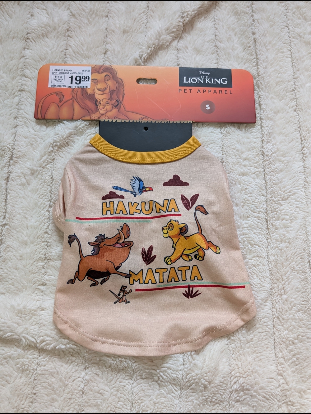 The Lion King "Hakuna Matata" Pet Tee - Cream, Size Lg